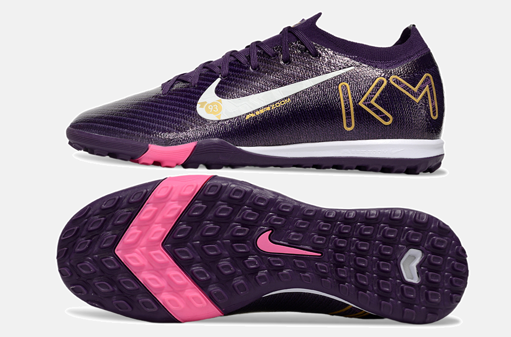 Chuteira Society Nike Air Zoom Mercurial Kylian Mbappe Vapor 16 Elite TF - Roxa - vista traseira
