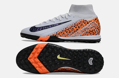 Chuteira Society Nike Air Zoom Mercurial Superfly 10 Elite TF - Cinza e Laranja - imagem 5