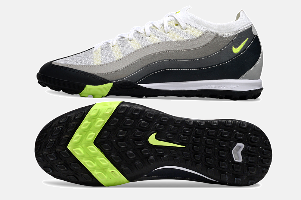 Chuteira Society Nike Air Zoom Mercurial Vapor 16 Elite Air Max 95 TF - Branca e Preta - vista traseira