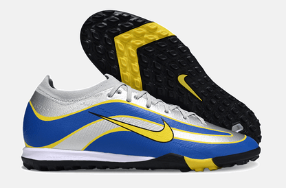 Chuteira Society Nike Air Zoom Mercurial Vapor 16 Elite R9 TF - Cinza, Azul e Amarela - Tevo Sports SPORT*