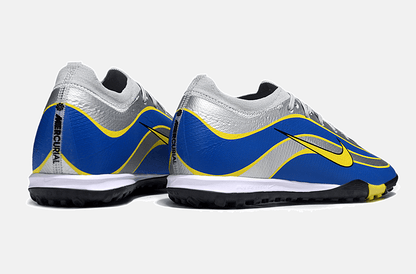 Chuteira Society Nike Air Zoom Mercurial Vapor 16 Elite R9 TF - Cinza, Azul e Amarela - Tevo Sports SPORT*