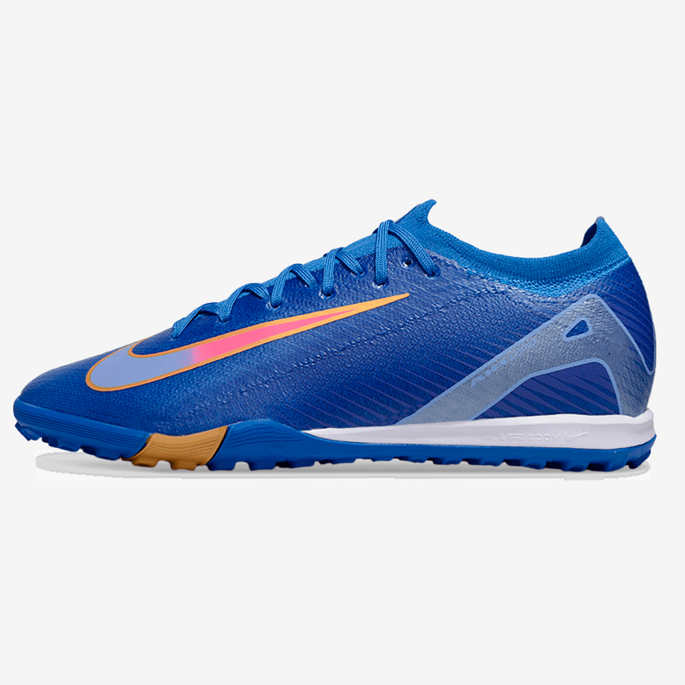 Chuteira Society Nike Air Zoom Mercurial Vapor 16 Elite TF - Azul e Amarela - Tevo Sports SPORT*
