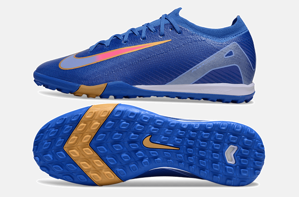 Chuteira Society Nike Air Zoom Mercurial Vapor 16 Elite TF - Azul e Amarela - Tevo Sports SPORT*