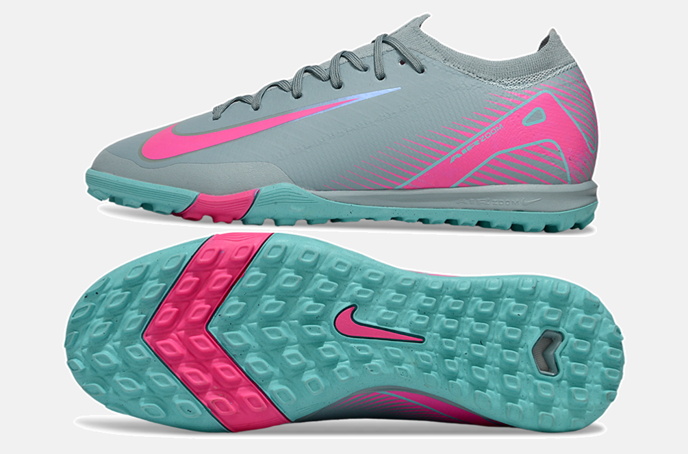 Chuteira Society Nike Air Zoom Mercurial Vapor 16 Elite TF - Azul e Rosa - vista traseira