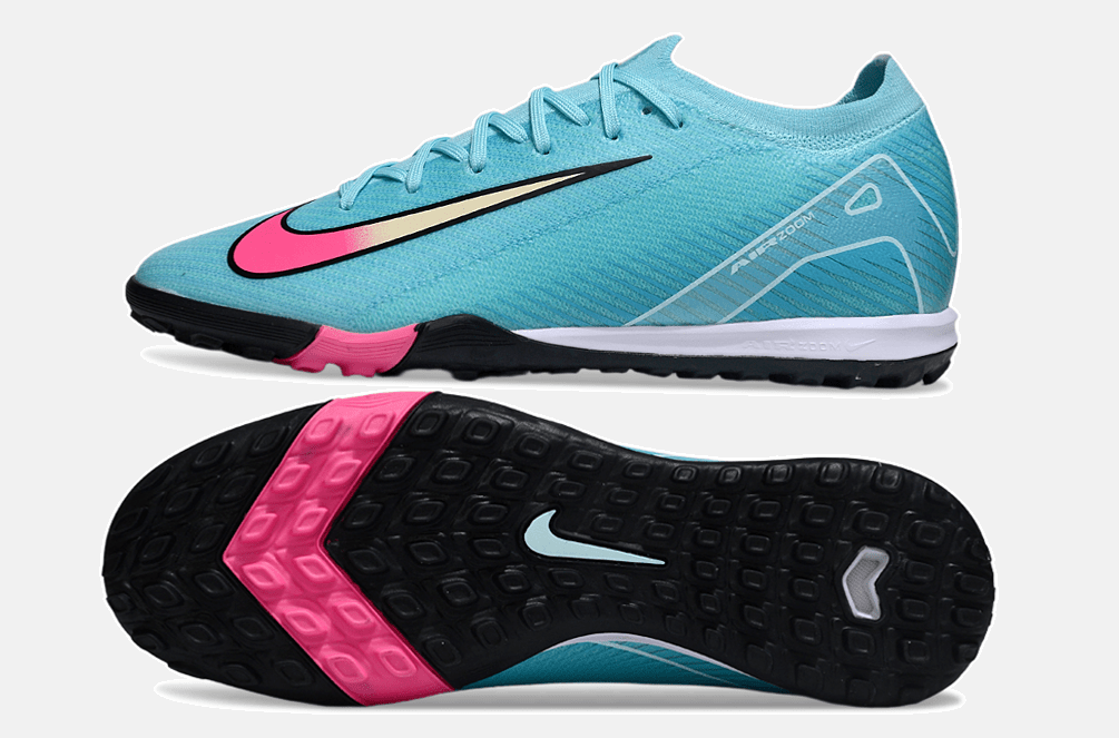 Chuteira Society Nike Air Zoom Mercurial Vapor 16 Elite TF - Azul, Preta e Rosa - Tevo Sports SPORT*