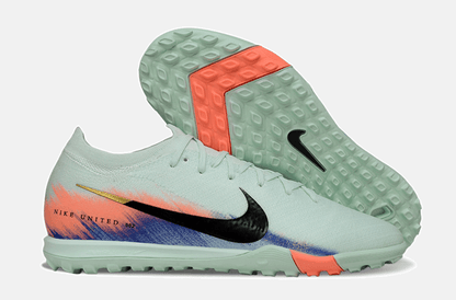 Chuteira Society Nike Air Zoom Mercurial Vapor 16 Elite TF - Branca, Azul e Laranja - Tevo Sports SPORT*