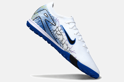 Chuteira Society Nike Air Zoom Mercurial Vapor 16 Elite TF - Branca, Azul e Preta - Tevo Sports SPORT*