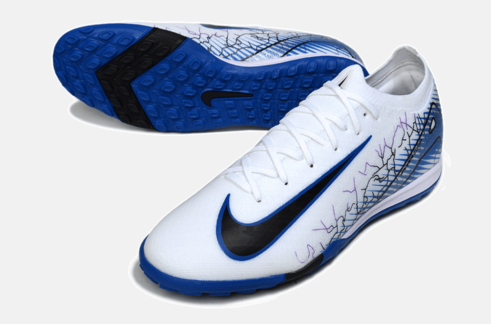 Chuteira Society Nike Air Zoom Mercurial Vapor 16 Elite TF - Branca, Azul e Preta - Tevo Sports SPORT*