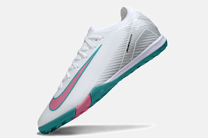 Chuteira Society Nike Air Zoom Mercurial Vapor 16 Elite TF - Branca, Azul e Rosa - Tevo Sports SPORT*