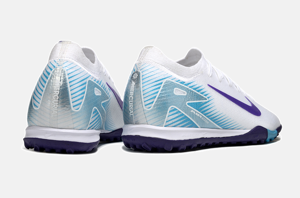 Chuteira Society Nike Air Zoom Mercurial Vapor 16 Elite TF - Branca, Azul e Roxa - imagem 7
