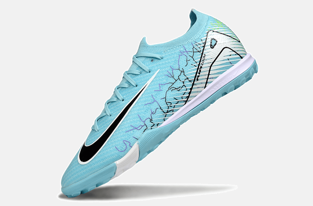 Chuteira Society Nike Air Zoom Mercurial Vapor 16 Elite TF - Branca e Azul - Tevo Sports SPORT*