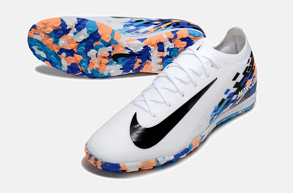 Chuteira Society Nike Air Zoom Mercurial Vapor 16 Elite TF - Branca, Preta e Azul - detalhe