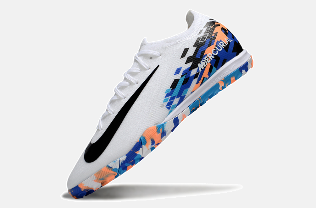 Chuteira Society Nike Air Zoom Mercurial Vapor 16 Elite TF - Branca, Preta e Azul - imagem 5