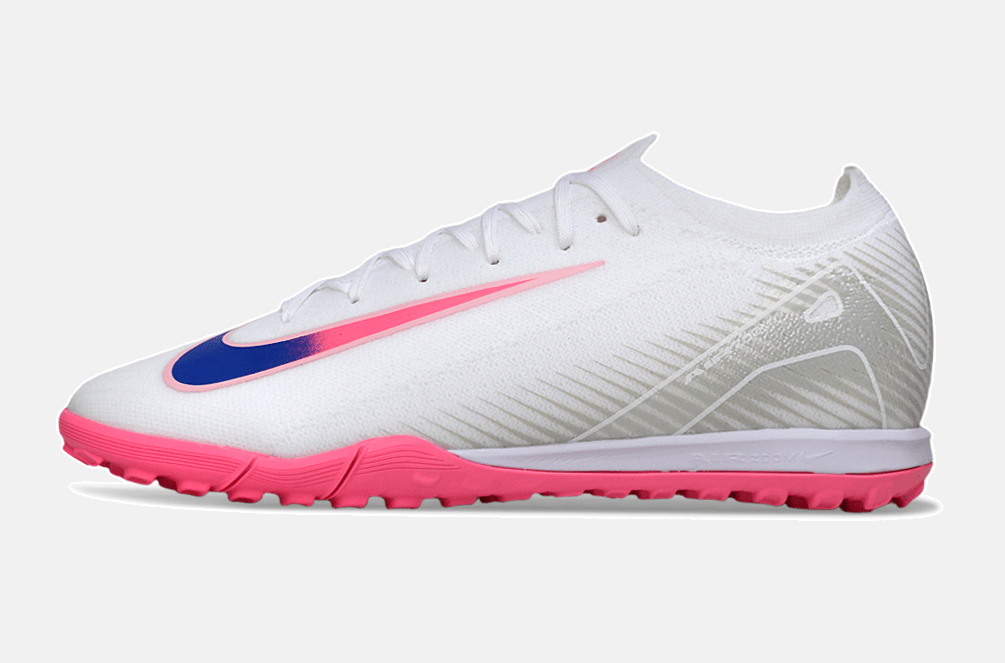 Chuteira Society Nike Air Zoom Mercurial Vapor 16 Elite TF - Branca, Rosa e Azul - Tevo Sports SPORT*