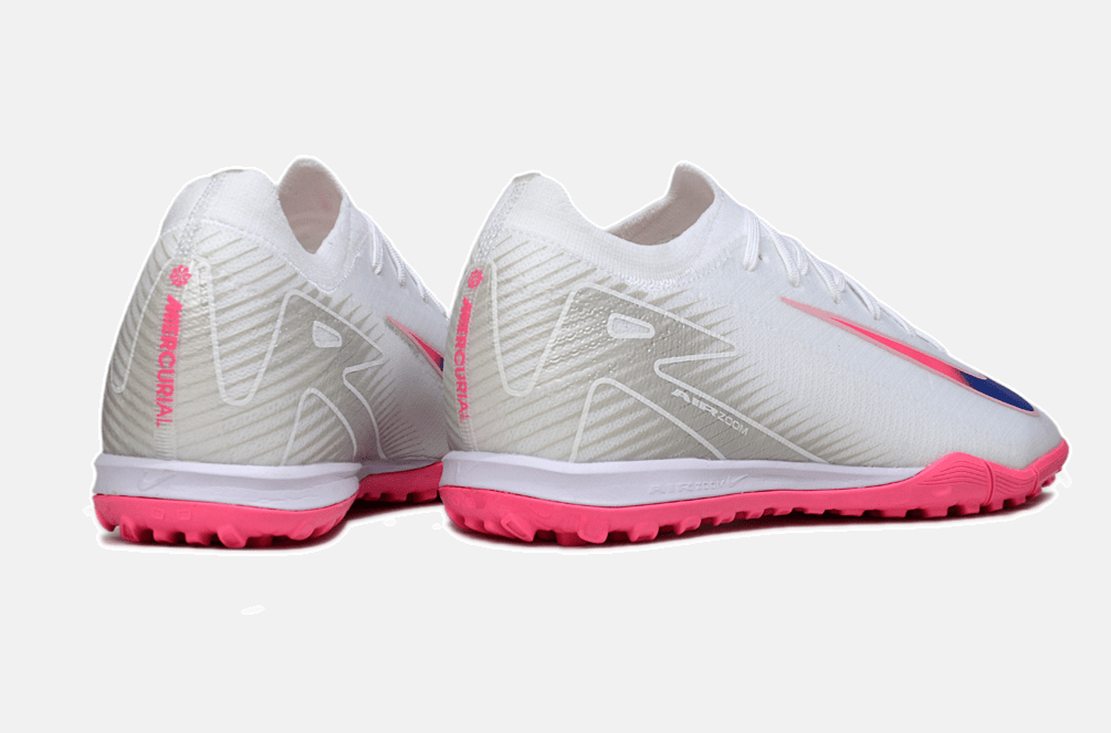 Chuteira Society Nike Air Zoom Mercurial Vapor 16 Elite TF - Branca, Rosa e Azul - Tevo Sports SPORT*