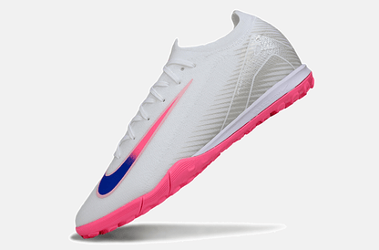 Chuteira Society Nike Air Zoom Mercurial Vapor 16 Elite TF - Branca, Rosa e Azul - Tevo Sports SPORT*