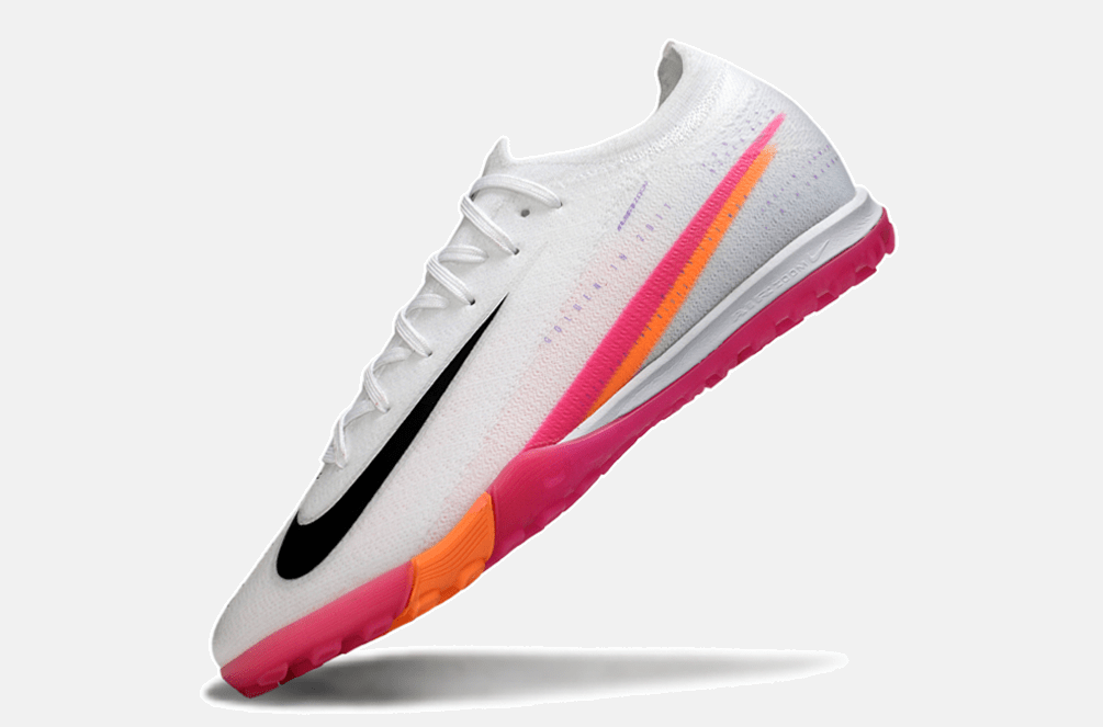 Chuteira Society Nike Air Zoom Mercurial Vapor 16 Elite TF - Branca, Rosa e Laranja - Tevo Sports SPORT*