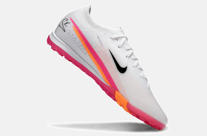 Chuteira Society Nike Air Zoom Mercurial Vapor 16 Elite TF - Branca, Rosa e Laranja - Tevo Sports SPORT*