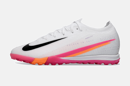 Chuteira Society Nike Air Zoom Mercurial Vapor 16 Elite TF - Branca, Rosa e Laranja - Tevo Sports SPORT*