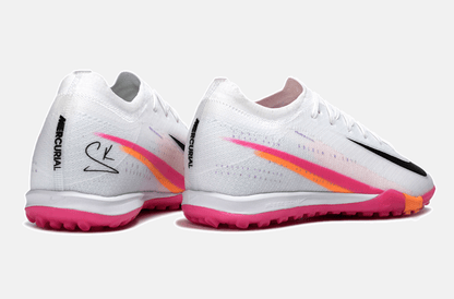 Chuteira Society Nike Air Zoom Mercurial Vapor 16 Elite TF - Branca, Rosa e Laranja - Tevo Sports SPORT*