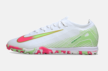 Chuteira Society Nike Air Zoom Mercurial Vapor 16 Elite TF - Branca, Verde e Rosa - Tevo Sports SPORT*