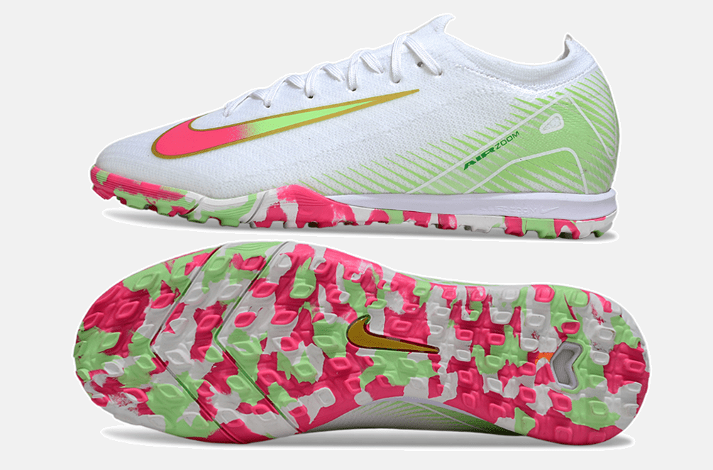Chuteira Society Nike Air Zoom Mercurial Vapor 16 Elite TF - Branca, Verde e Rosa - Tevo Sports SPORT*