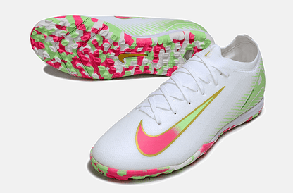 Chuteira Society Nike Air Zoom Mercurial Vapor 16 Elite TF - Branca, Verde e Rosa - Tevo Sports SPORT*