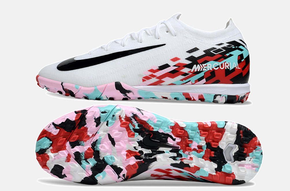 Chuteira Society Nike Air Zoom Mercurial Vapor 16 Elite TF - Branca, Vermelha e Preta - vista traseira