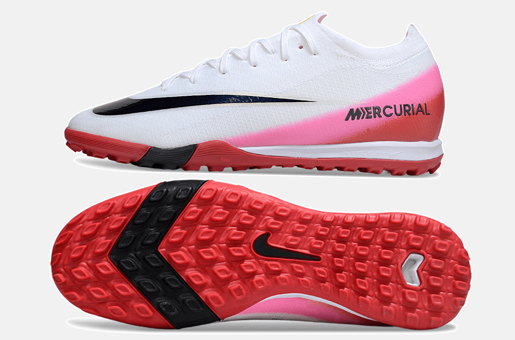 Chuteira Society Nike Air Zoom Mercurial Vapor 16 Elite TF - Branca, Vermelha e Rosa - Fear Nothing Pack - Tevo Sports SPORT*