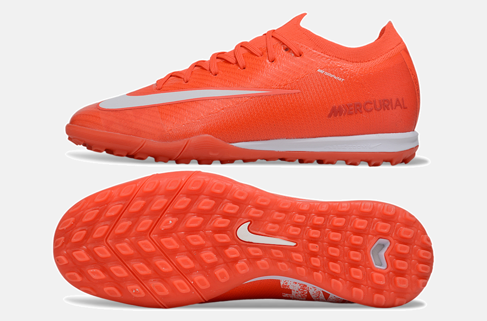 Chuteira Society Nike Air Zoom Mercurial Vapor 16 Elite TF - Laranja e Branca - vista traseira