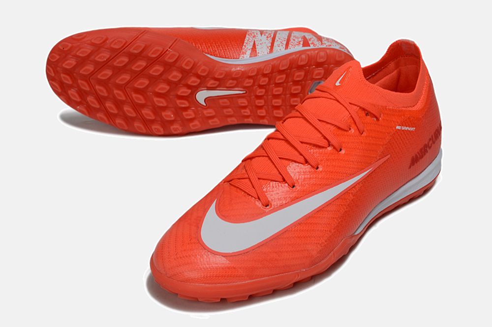 Chuteira Society Nike Air Zoom Mercurial Vapor 16 Elite TF - Laranja e Branca - detalhe