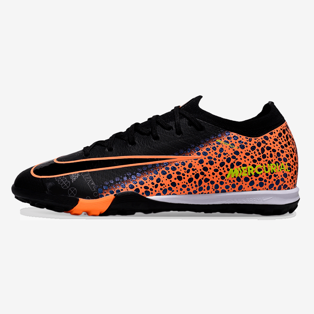 Chuteira Society Nike Air Zoom Mercurial Vapor 16 Elite TF - Preta e Laranja - Tevo Sports SPORT*