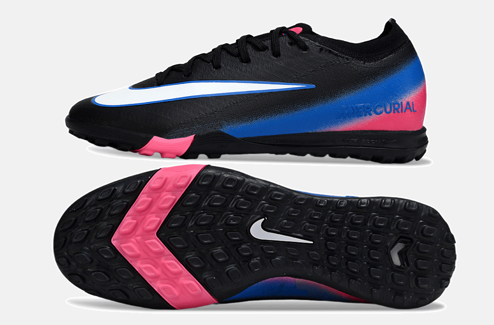 Chuteira Society Nike Air Zoom Mercurial Vapor 16 Elite TF - Preta, Rosa e Azul - Tevo Sports SPORT*