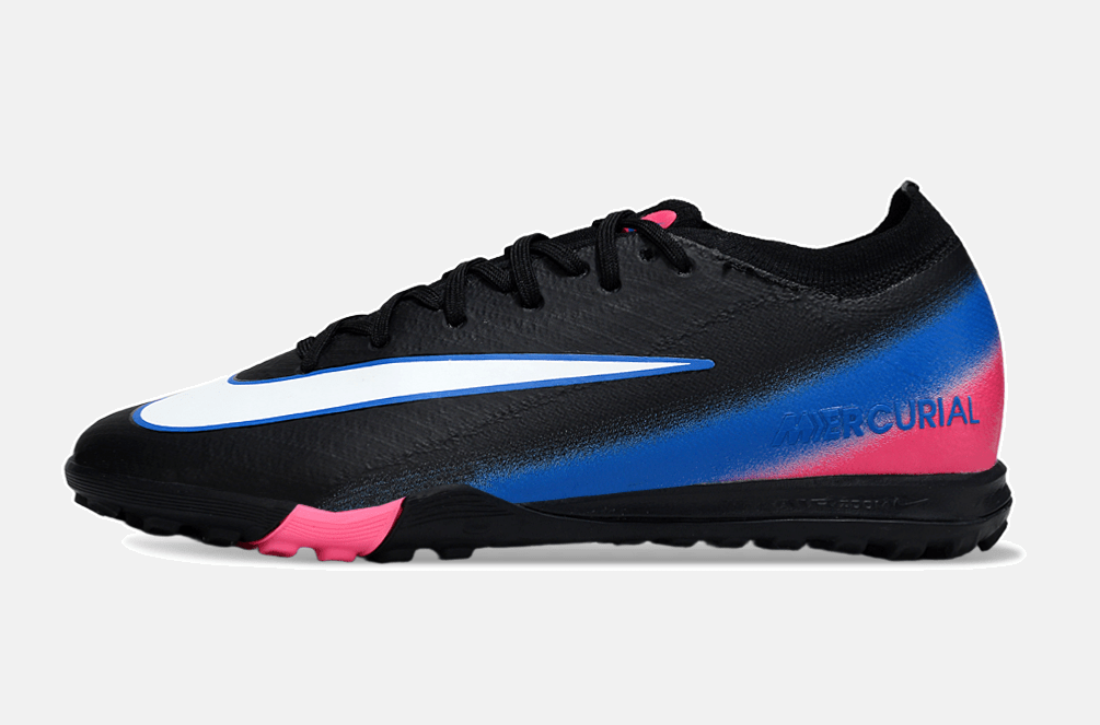 Chuteira Society Nike Air Zoom Mercurial Vapor 16 Elite TF - Preta, Rosa e Azul - Tevo Sports SPORT*