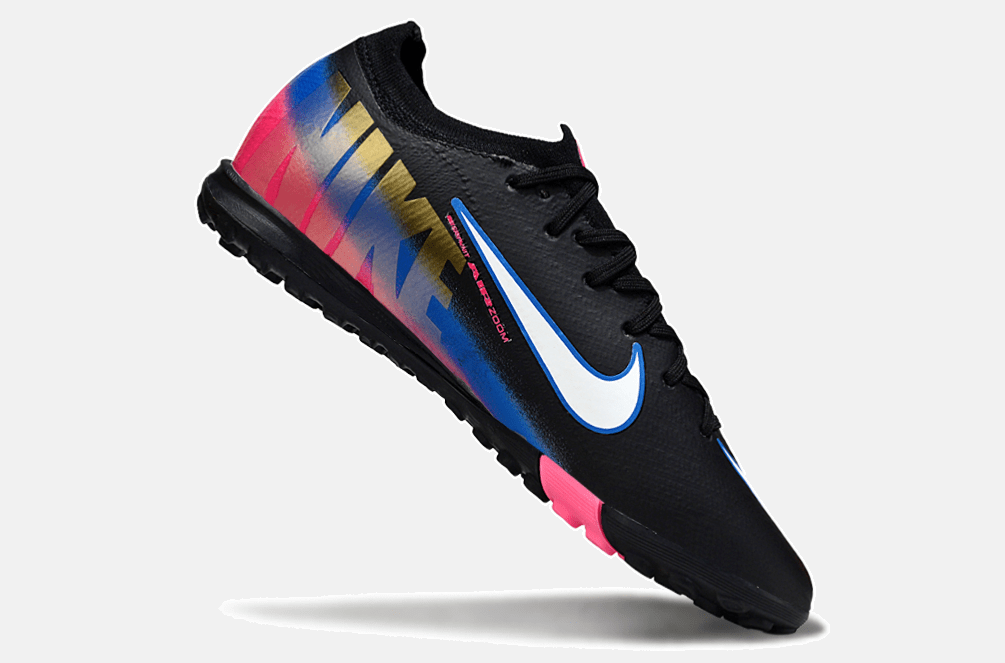 Chuteira Society Nike Air Zoom Mercurial Vapor 16 Elite TF - Preta, Rosa e Azul - Tevo Sports SPORT*