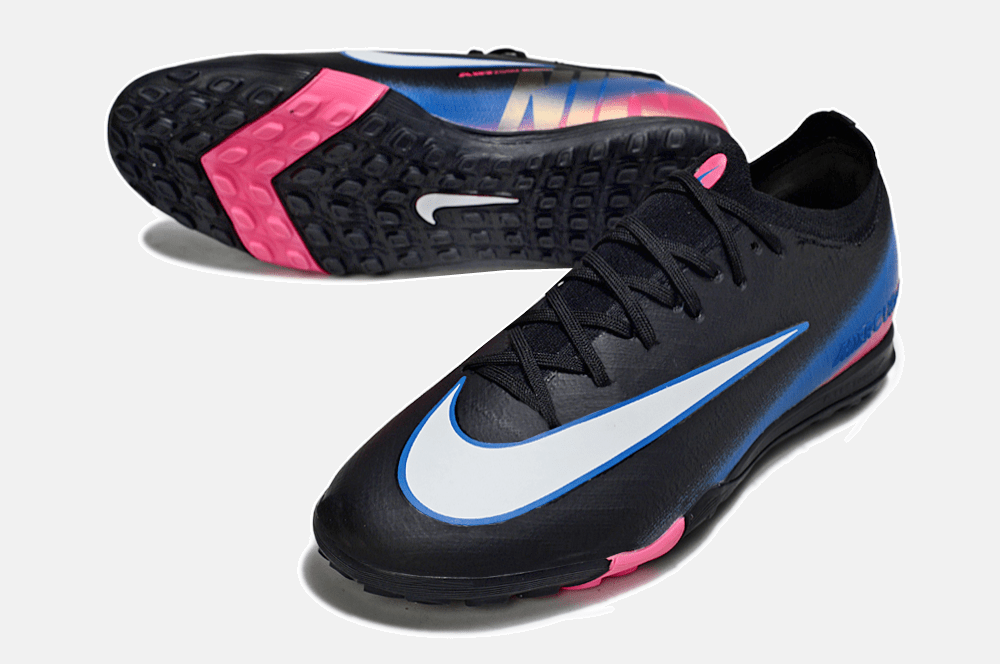 Chuteira Society Nike Air Zoom Mercurial Vapor 16 Elite TF - Preta, Rosa e Azul - Tevo Sports SPORT*
