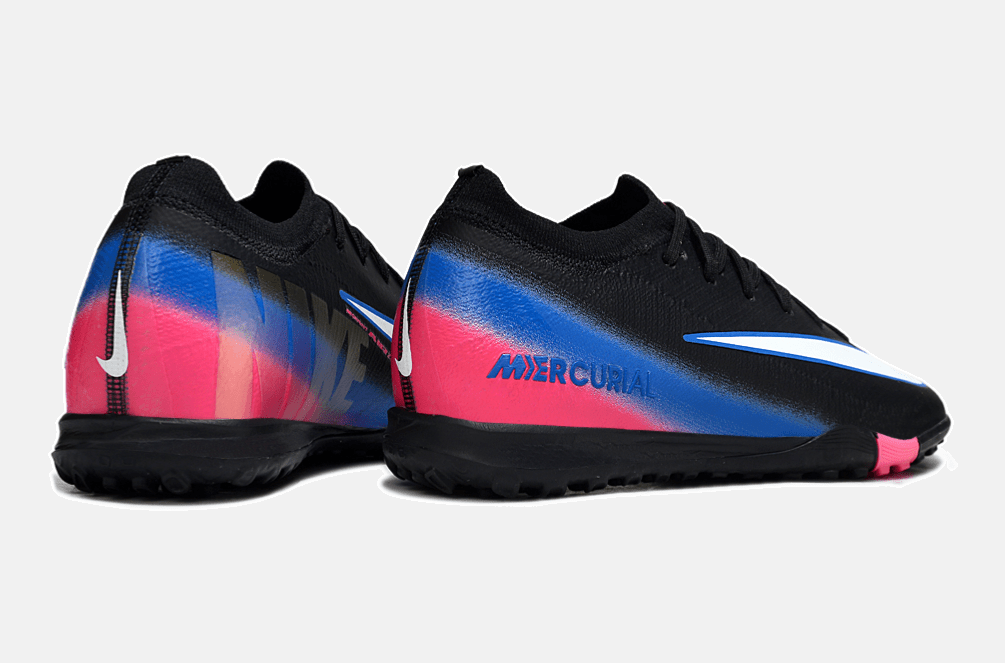 Chuteira Society Nike Air Zoom Mercurial Vapor 16 Elite TF - Preta, Rosa e Azul - Tevo Sports SPORT*