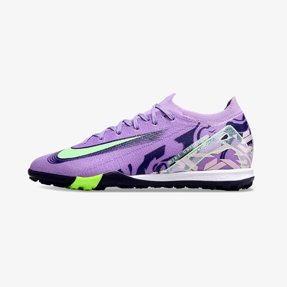 Chuteira Society Nike Air Zoom Mercurial Vapor 16 Elite TF - Roxa e Verde - vista frontal