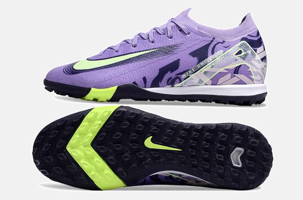 Chuteira Society Nike Air Zoom Mercurial Vapor 16 Elite TF - Roxa e Verde - vista traseira