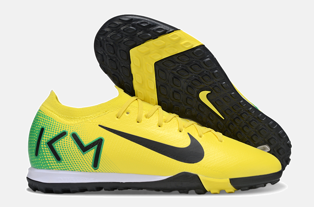 Chuteira Society Nike Air Zoom Mercurial Vapor 16 Killian Mbappe Elite TF - Amarela, Verde e Preta - imagem 7