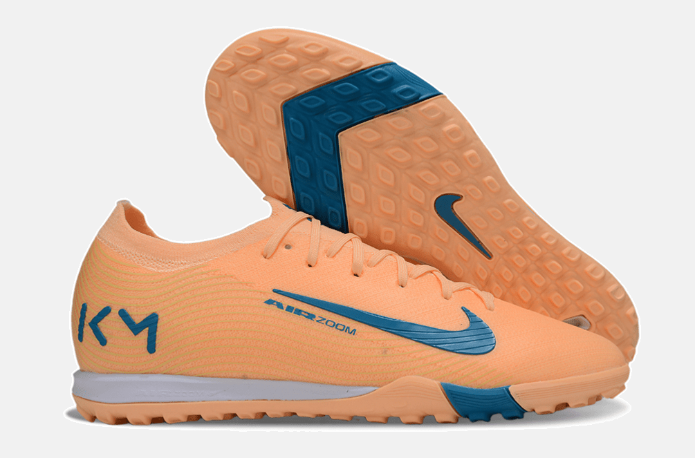 Chuteira Society Nike Air Zoom Mercurial Vapor 16 Killian Mbappe Elite TF - Laranja e Azul - Tevo Sports SPORT*