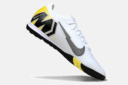 Chuteira Society Nike Air Zoom Mercurial Vapor 16 Kylian Mbappe Elite TF - Branca, Amarela e Preta - Tevo Sports SPORT*