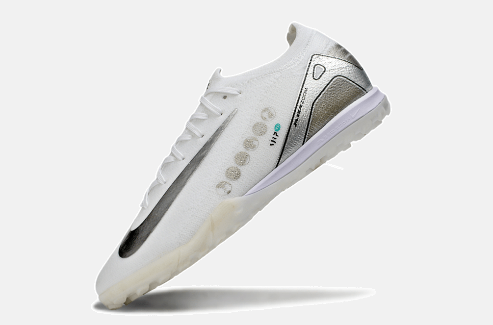 Chuteira Society Nike Air Zoom Mercurial Vapor 16 Vini JR Elite TF - Branca e Cinza - Tevo Sports SPORT*