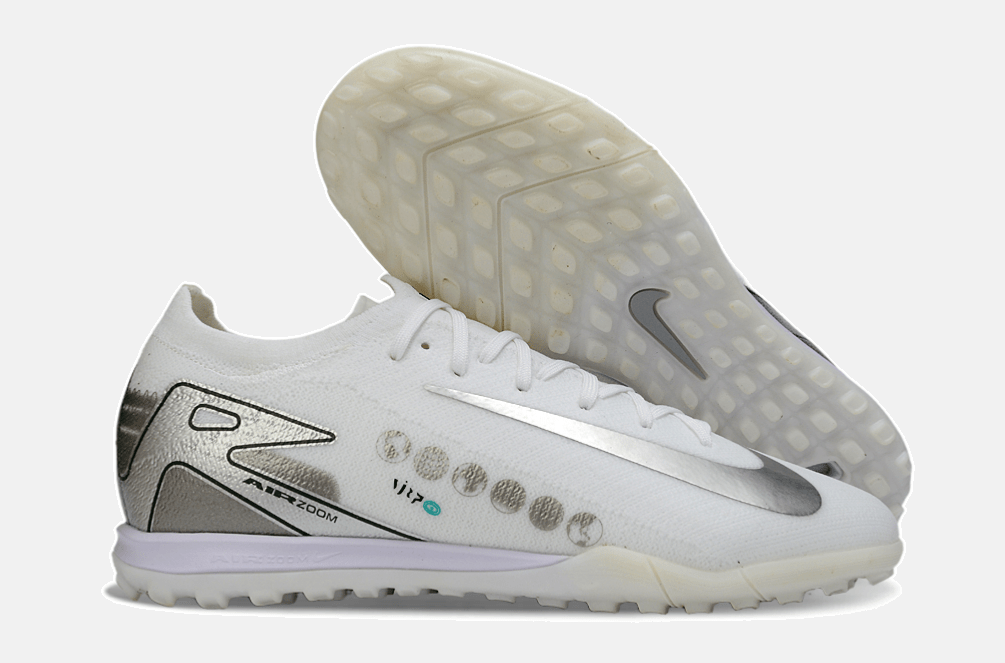 Chuteira Society Nike Air Zoom Mercurial Vapor 16 Vini JR Elite TF - Branca e Cinza - Tevo Sports SPORT*