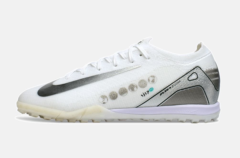 Chuteira Society Nike Air Zoom Mercurial Vapor 16 Vini JR Elite TF - Branca e Cinza - Tevo Sports SPORT*