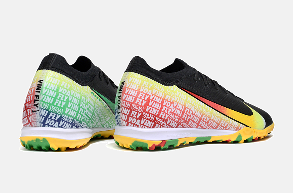 Chuteira Society Nike Air Zoom Mercurial Vapor 16 Vini Jr Elite TF - Preta, Verde e Amarela - Tevo Sports SPORT*