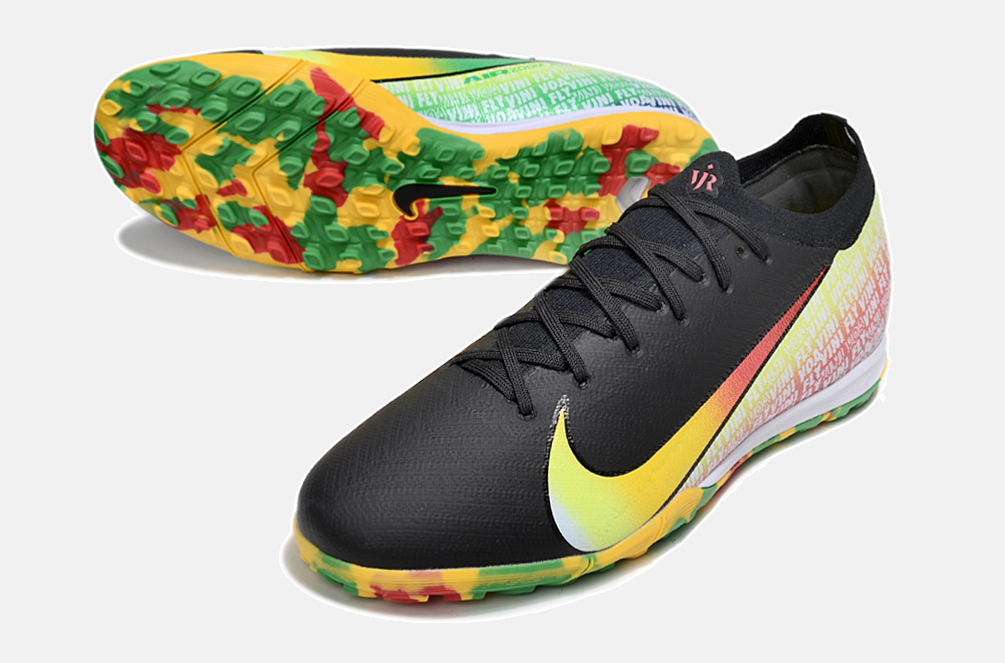Chuteira Society Nike Air Zoom Mercurial Vapor 16 Vini Jr Elite TF - Preta, Verde e Amarela - Tevo Sports SPORT*