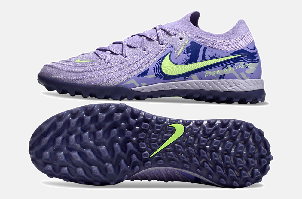 Chuteira Society Nike Phantom GX II TF - Roxa e Verde - vista traseira