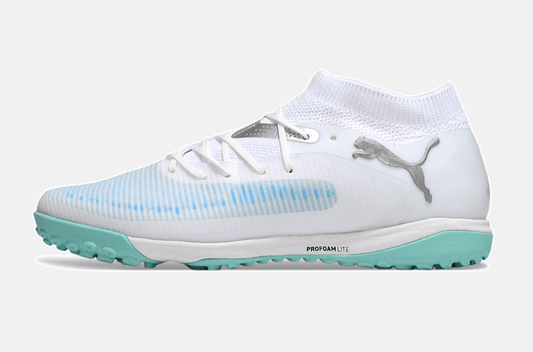 Chuteira Society Puma Future 8 TF - Branca e Azul - Tevo Sports SPORT*