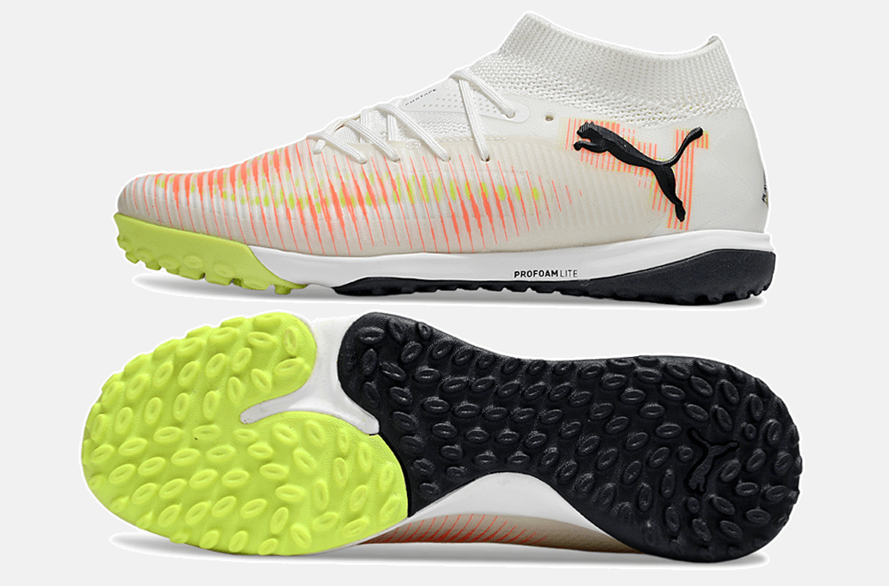 Chuteira Society Puma Future 8 TF - Branca, Laranja e Verde - Tevo Sports SPORT*